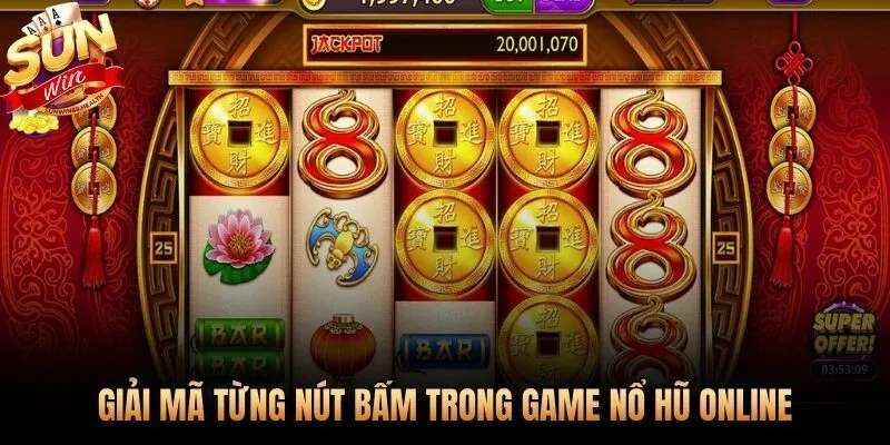 Spin, Bet, Payline và Auto Spin trên giao diện nổ hũ online